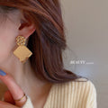 Alloy Geometric Square Sequin Drop Earrings Korean Fashion OL Style Metal Jewelry view 3