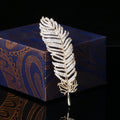 Luxury Alloy Zircon Feather Brooch For Suit Dress Decoration view 3