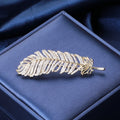 Luxury Alloy Zircon Feather Brooch For Suit Dress Decoration view 4