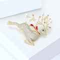 Alloy Pearl Zircon Reindeer Brooch Pin For Christmas Decoration view 3