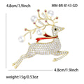 Alloy Pearl Zircon Reindeer Brooch Pin For Christmas Decoration view 5