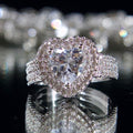 Fashion Heart Shape Zircon Ring For Women Sparkling Love Design Jewelry Finger Accessory view 3