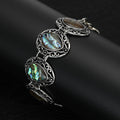 Natural Abalone Shell Teardrop Bracelet With Hollow Carved Design Brooch view 2