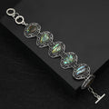 Natural Abalone Shell Teardrop Bracelet With Hollow Carved Design Brooch view 3