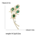 Alloy Green Crystal Peacock Feather Brooch Pin For Winter Apparel view 4