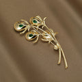Alloy Green Crystal Peacock Feather Brooch Pin For Winter Apparel view 3