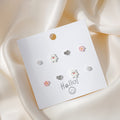 Cute Cartoon Bunny Bear Flower Heart Pearl Rhinestone Multi Pair Stud Set Earrings view 2