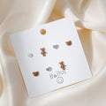 Cute Cartoon Bunny Bear Flower Heart Pearl Rhinestone Multi Pair Stud Set Earrings view 4