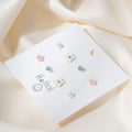 Cute Cartoon Bunny Bear Flower Heart Pearl Rhinestone Multi Pair Stud Set Earrings view 3