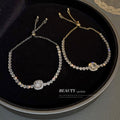 Korean Style Adjustable Zinc Alloy Bangle With Square Zircon Minimalist Geometric Design For Women view 3
