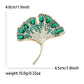 Elegant Alloy Rhinestone Ginkgo Leaf Brooch Pin For Apparel Decoration view 6