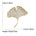 Elegant Alloy Rhinestone Ginkgo Leaf Brooch Pin For Apparel Decoration view 5