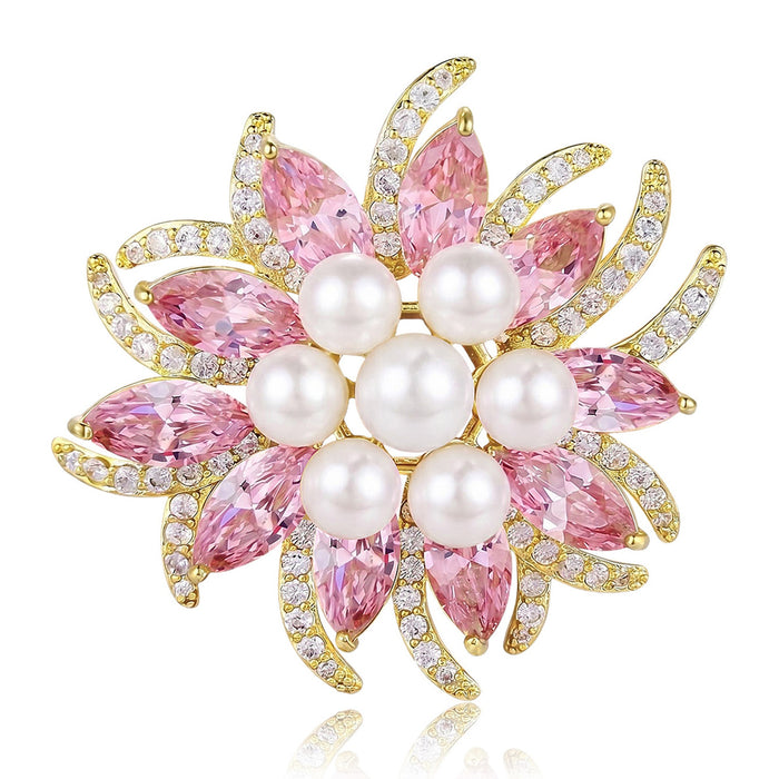 Alloy Zircon Sunflower Brooch Anti Exposure Pin For Apparel