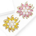 Alloy Zircon Sunflower Brooch Anti Exposure Pin For Apparel view 2