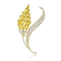 Gold Plated Copper Zircon Wheat Brooch Pin For Suits view 5