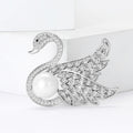 Copper Zircon Crystal Swan Brooch Pin For Luxury Women's Apparel view 2