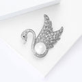 Copper Zircon Crystal Swan Brooch Pin For Luxury Women's Apparel view 4