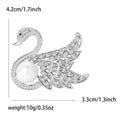 Copper Zircon Crystal Swan Brooch Pin For Luxury Women's Apparel view 5