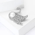 Copper Zircon Crystal Swan Brooch Pin For Luxury Women's Apparel view 3