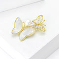 French Vintage Shell Butterfly Brooch With Gold Plating For Fashion Wear view 3