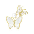 French Vintage Shell Butterfly Brooch With Gold Plating For Fashion Wear view 1