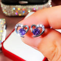 Sweet Heart Zircon Stud Earrings For Women Korean Fashion Student Valentine's Day Gift Jewelry view 2