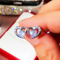 Sweet Heart Zircon Stud Earrings For Women Korean Fashion Student Valentine's Day Gift Jewelry view 3