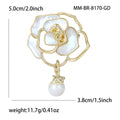 Copper Zircon Mother Of Pearl Camellia Brooch Pin For Women view 4