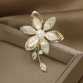 Alloy Zircon Camellia Brooch Pin With Pearl Shell Accent view 2