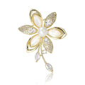 Alloy Zircon Camellia Brooch Pin With Pearl Shell Accent view 5
