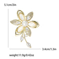 Alloy Zircon Camellia Brooch Pin With Pearl Shell Accent view 4
