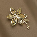 Alloy Zircon Camellia Brooch Pin With Pearl Shell Accent view 3
