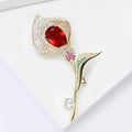 Alloy Zircon Tulip Brooch Pin For Elegant Coat Decoration view 3