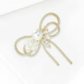 Gold Plated Copper Zircon Bow Brooch Pin Hollow Lapel Accessory view 3