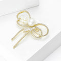 Gold Plated Copper Zircon Bow Brooch Pin Hollow Lapel Accessory view 2