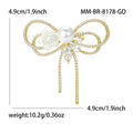 Gold Plated Copper Zircon Bow Brooch Pin Hollow Lapel Accessory view 4