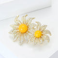 Alloy Amber Tone Twin Flower Brooch For Suits And Dresses view 3