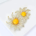 Alloy Amber Tone Twin Flower Brooch For Suits And Dresses view 4