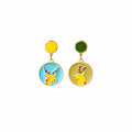 Cute Cartoon Deer Dinosaur Sunflower Enamel Alloy Drop Earrings For Women Girls Color Contrast Earrings view 5