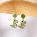 Cute Cartoon Deer Dinosaur Sunflower Enamel Alloy Drop Earrings For Women Girls Color Contrast Earrings view 3