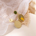 Cute Cartoon Deer Dinosaur Sunflower Enamel Alloy Drop Earrings For Women Girls Color Contrast Earrings view 4