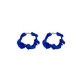 Korean Style Fabric Geometric Round Hoop Earrings With Pleated Design And Silver Posts view 5