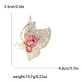 Copper Zircon Butterfly Brooch Pin For Womens Suits And Coats view 4