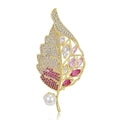 Alloy Micro Pave Zircon Leaf Brooch For Suit Clothing Accessories view 1
