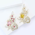 Elegant Gold Plated Alloy Zircon Camellia Brooch Pin For Dresses view 4