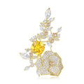 Elegant Gold Plated Alloy Zircon Camellia Brooch Pin For Dresses view 1