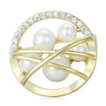 Alloy Zircon Pearl Cross Circle Brooch For Anti Exposure Clothing view 1