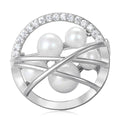 Alloy Zircon Pearl Cross Circle Brooch For Anti Exposure Clothing view 2