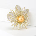 Alloy Zircon Orchid Brooch With Pearl Accent For Dresses view 4