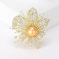 Alloy Zircon Orchid Brooch With Pearl Accent For Dresses view 1